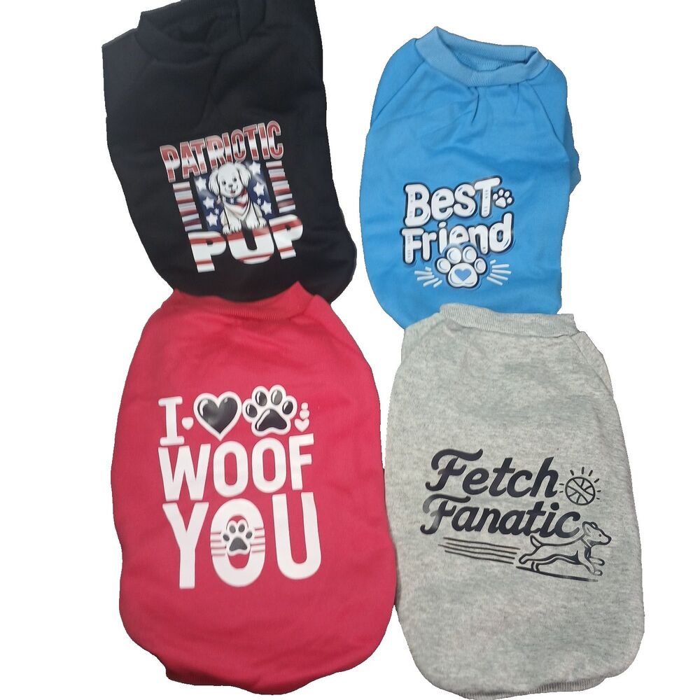 4 SMALL Dog Sweatshirts Black Blue Red Gray Patriotic Best Friend Fetch NEW